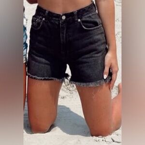 NA-KD high waist black denim shorts